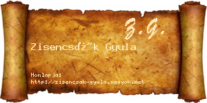 Zisencsák Gyula névjegykártya